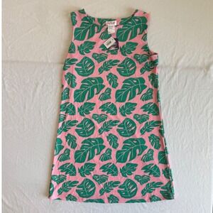 NEW NWT Top it Off Pink Green Tropical Monstera Leaf Print Dress - Womens Size M